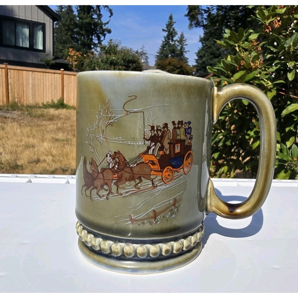 Vintage Wade Stagecoach Irish Mug Cup Porcelain Made in Ireland 4" Tall